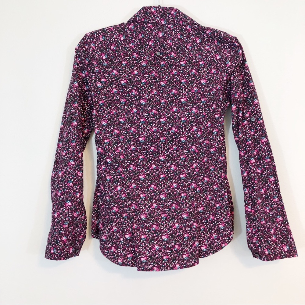 Express button down floral top purple fuchsia S - Picture 2 of 3